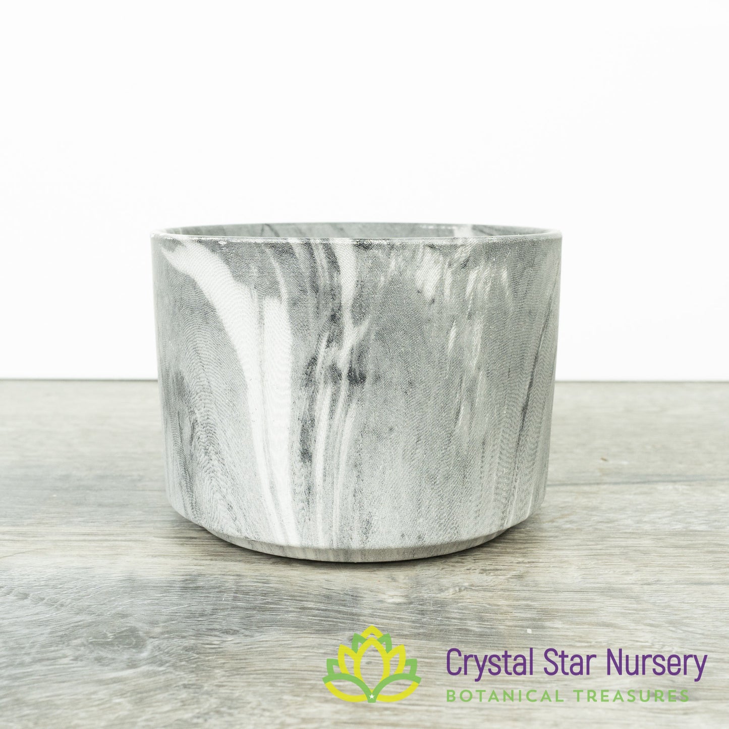 Black Marble Print Round Pot