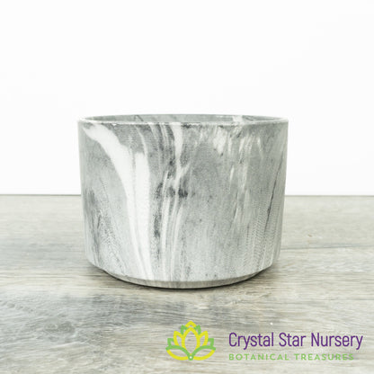 Black Marble Print Round Pot