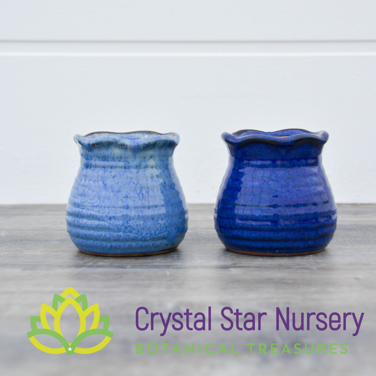 Blue Glazed Round Ceramic Pot