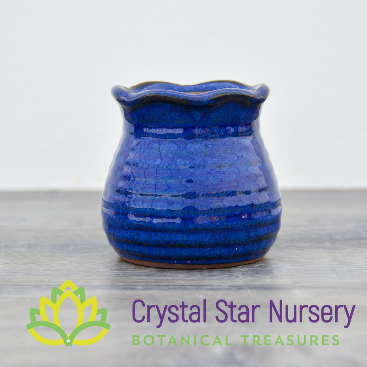 Blue Glazed Round Ceramic Pot