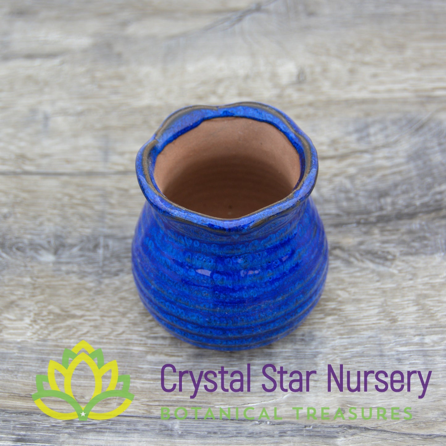 Blue Glazed Round Ceramic Pot