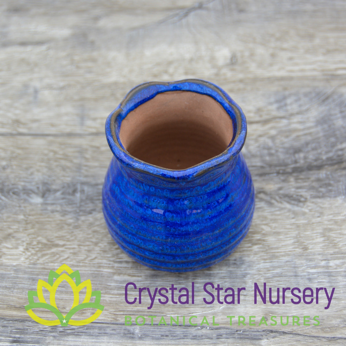 Blue Glazed Round Ceramic Pot