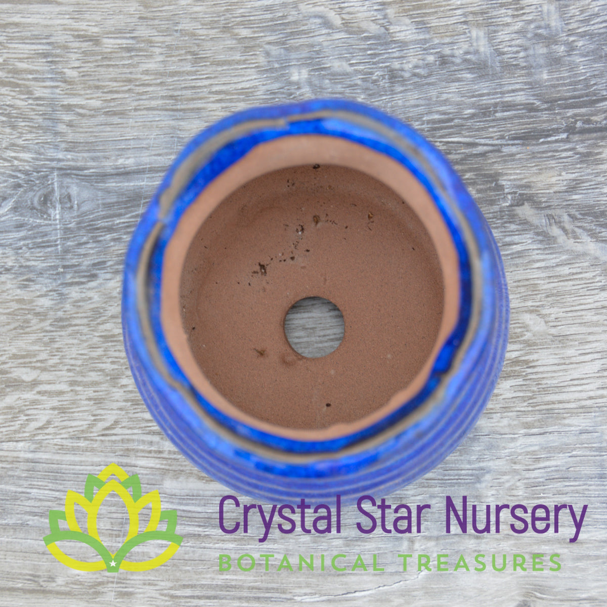 Blue Glazed Round Ceramic Pot