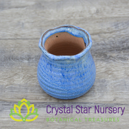 Blue Glazed Round Ceramic Pot