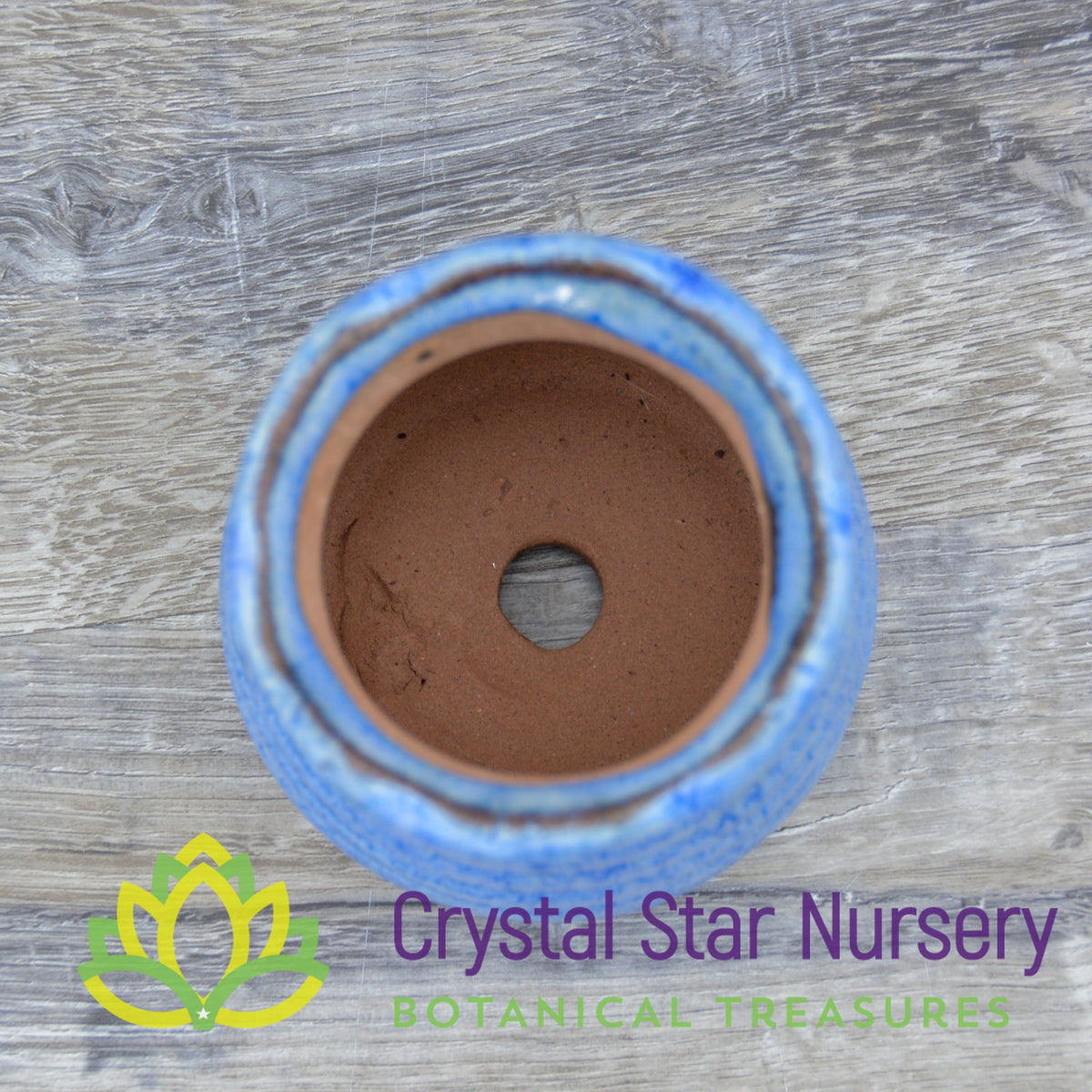 Blue Glazed Round Ceramic Pot