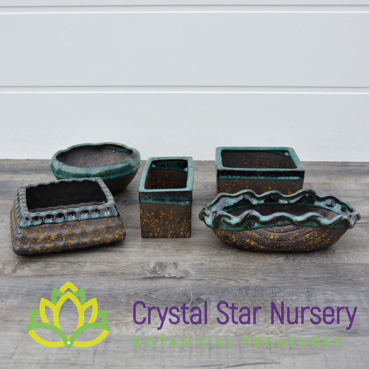 Gold and Teal Ceramic Pot Collection