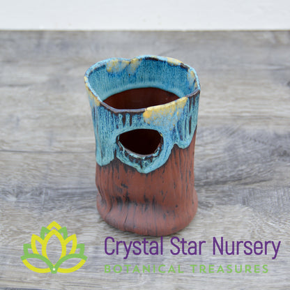 Handmade Peek-a-Boo Stump Ceramic Pot