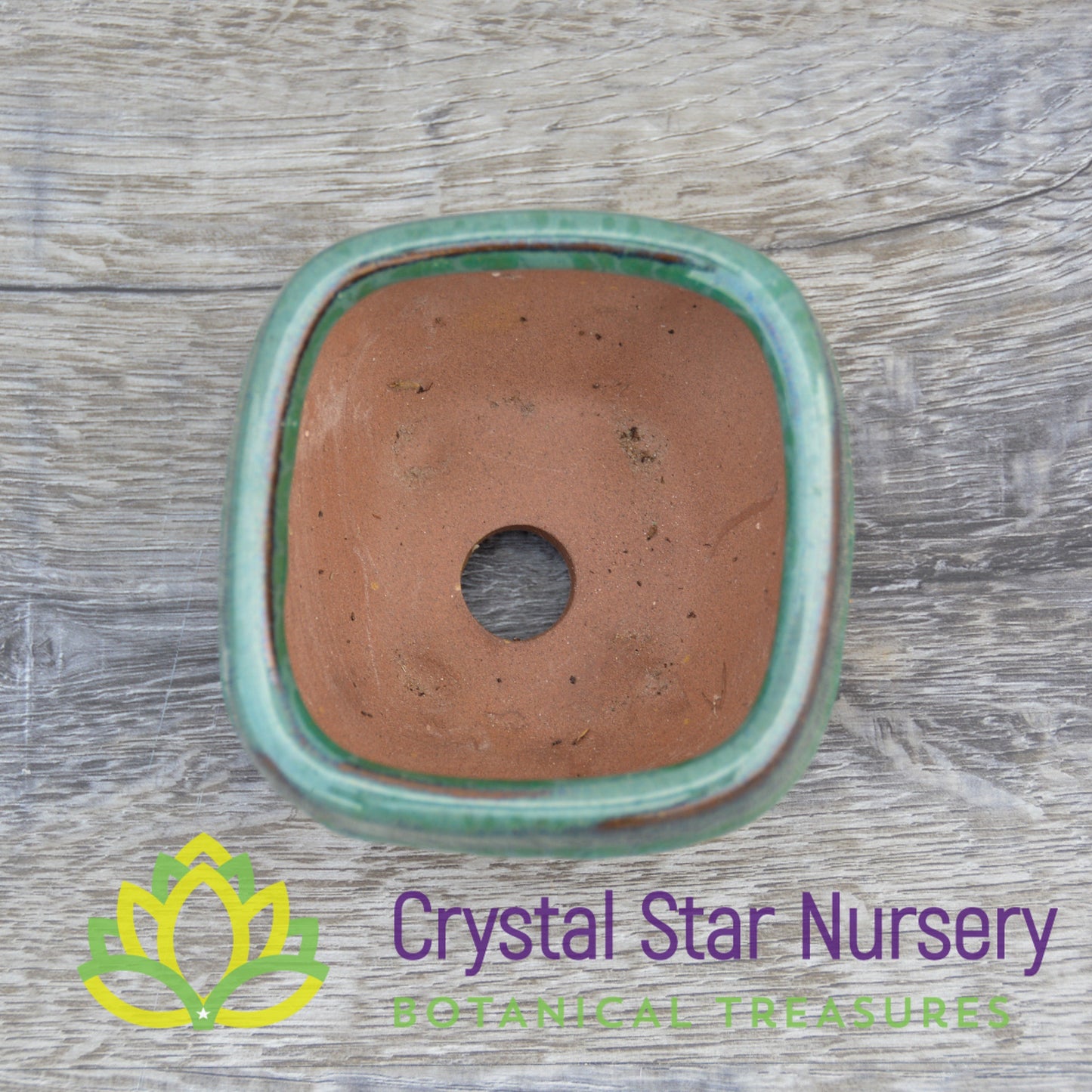 Small Square Green Glazed Lip Ceramic Pot