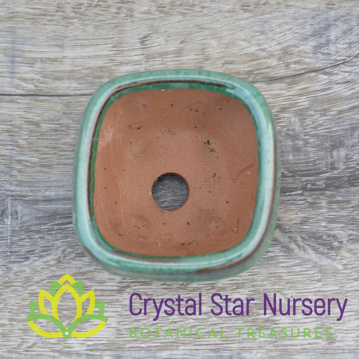Small Square Green Glazed Lip Ceramic Pot