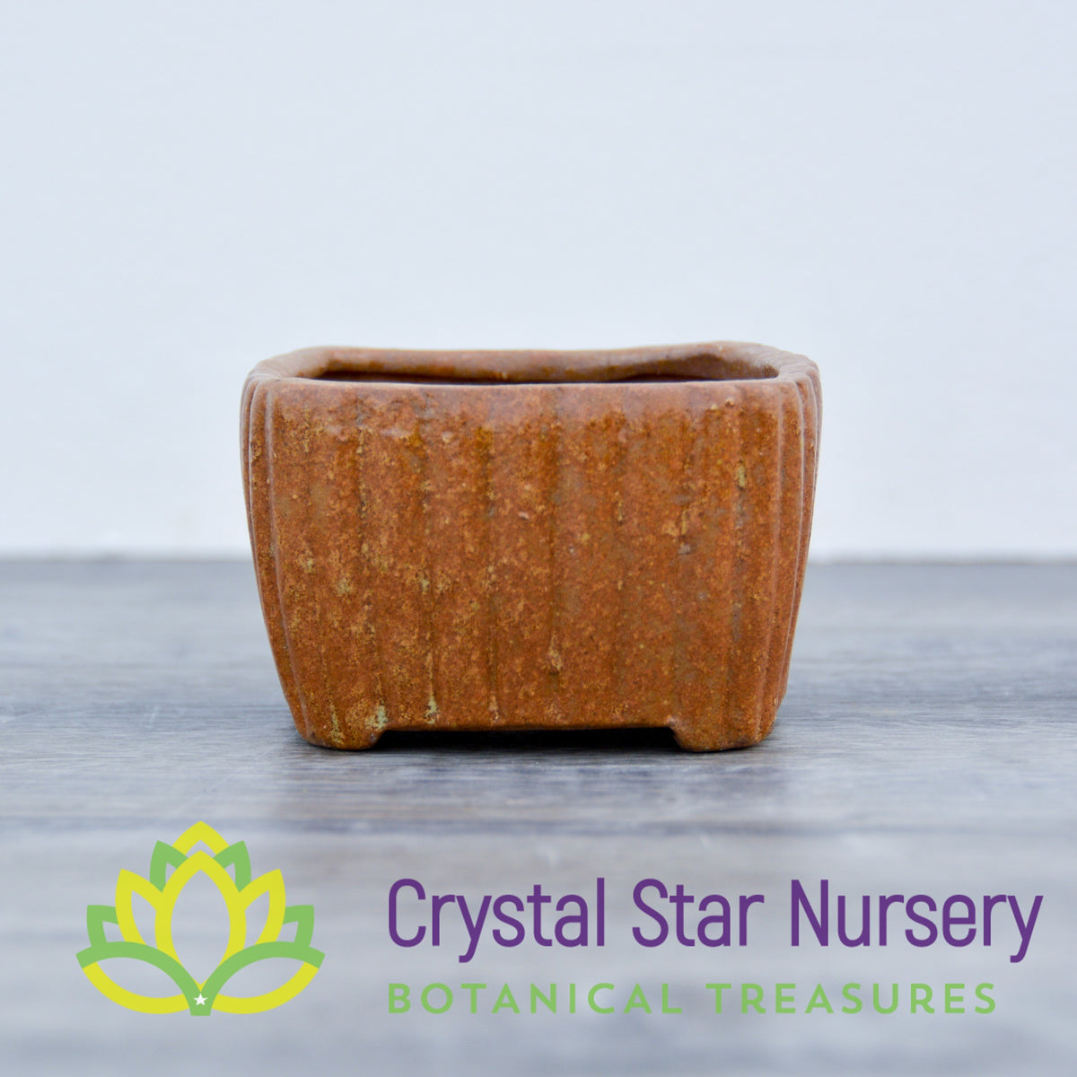 Square Ribbed Ceramic Pot