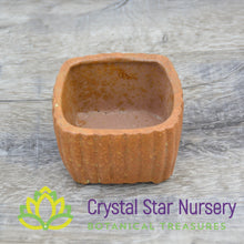 Square Ribbed Ceramic Pot
