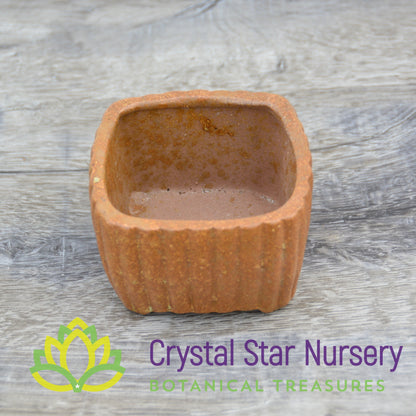 Square Ribbed Ceramic Pot